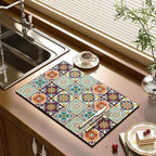 Super Size Retro Quick-Drying Water-Draining Mat for Kitchen Bar Countertops