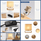 Abajur de Mesa com Base em Madeira e Cúpula de Tecido