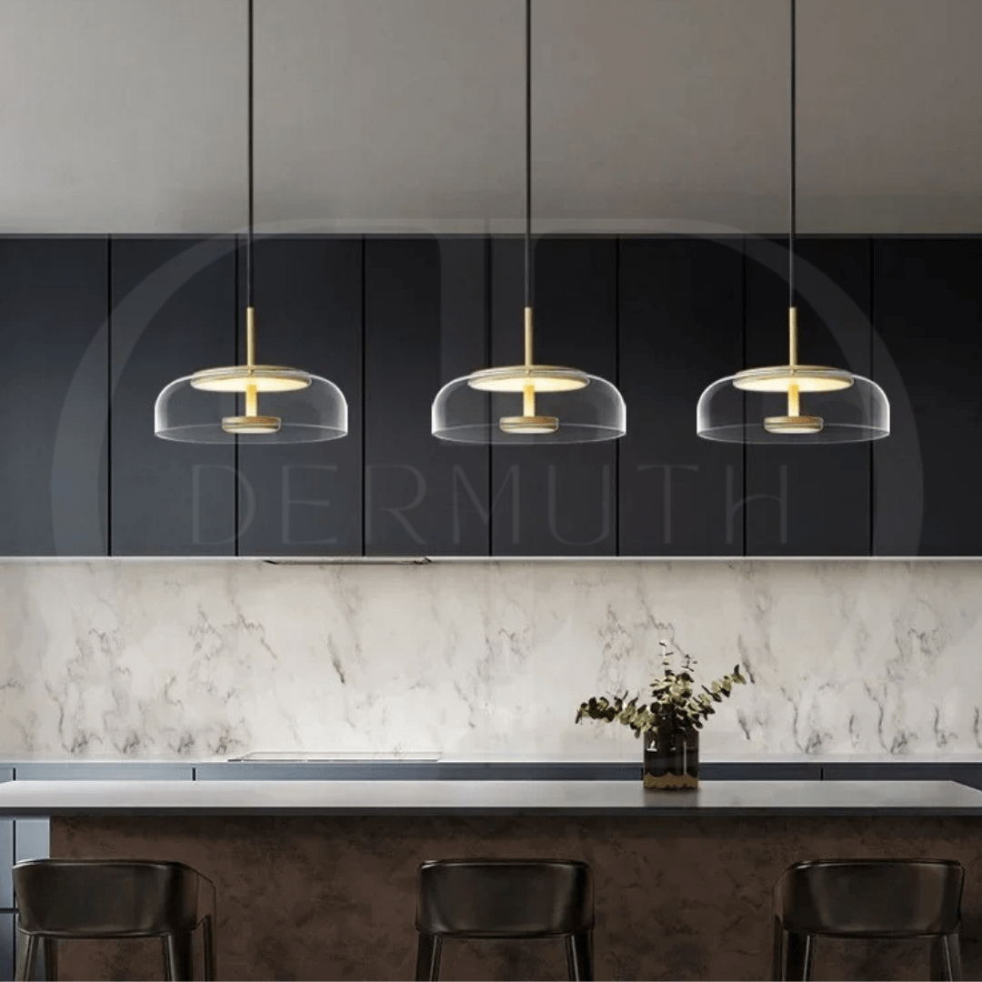 Modern Glass Dome Pendant Light – Elegant Hanging Ceiling Lamp for Kitchen, Dining & Living Room