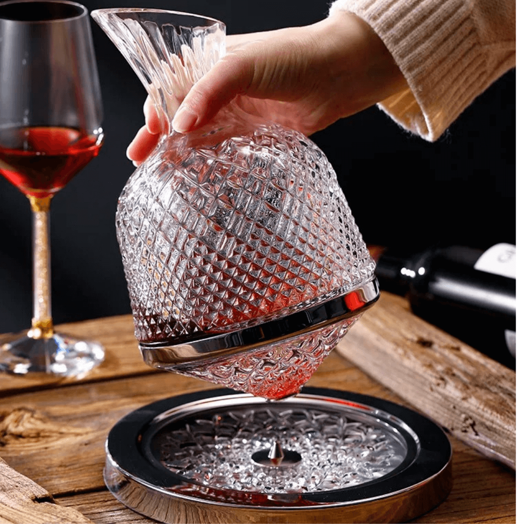 Decantador de Vinho Rotativo 360° em Cristal - Design Elegante