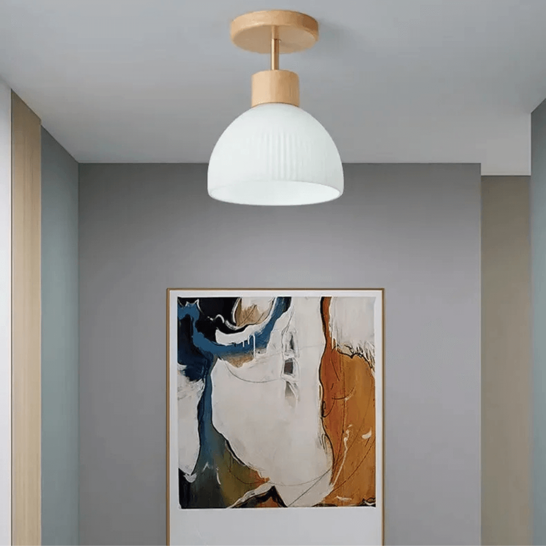 Lustre de Teto Contemporâneo em Vidro Fosco Dourado