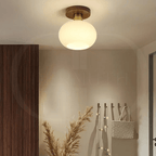 Modern Wooden Pendant Light with Frosted Glass – Minimalist Ceiling Lamp for Living Room, Kitchen & Dining