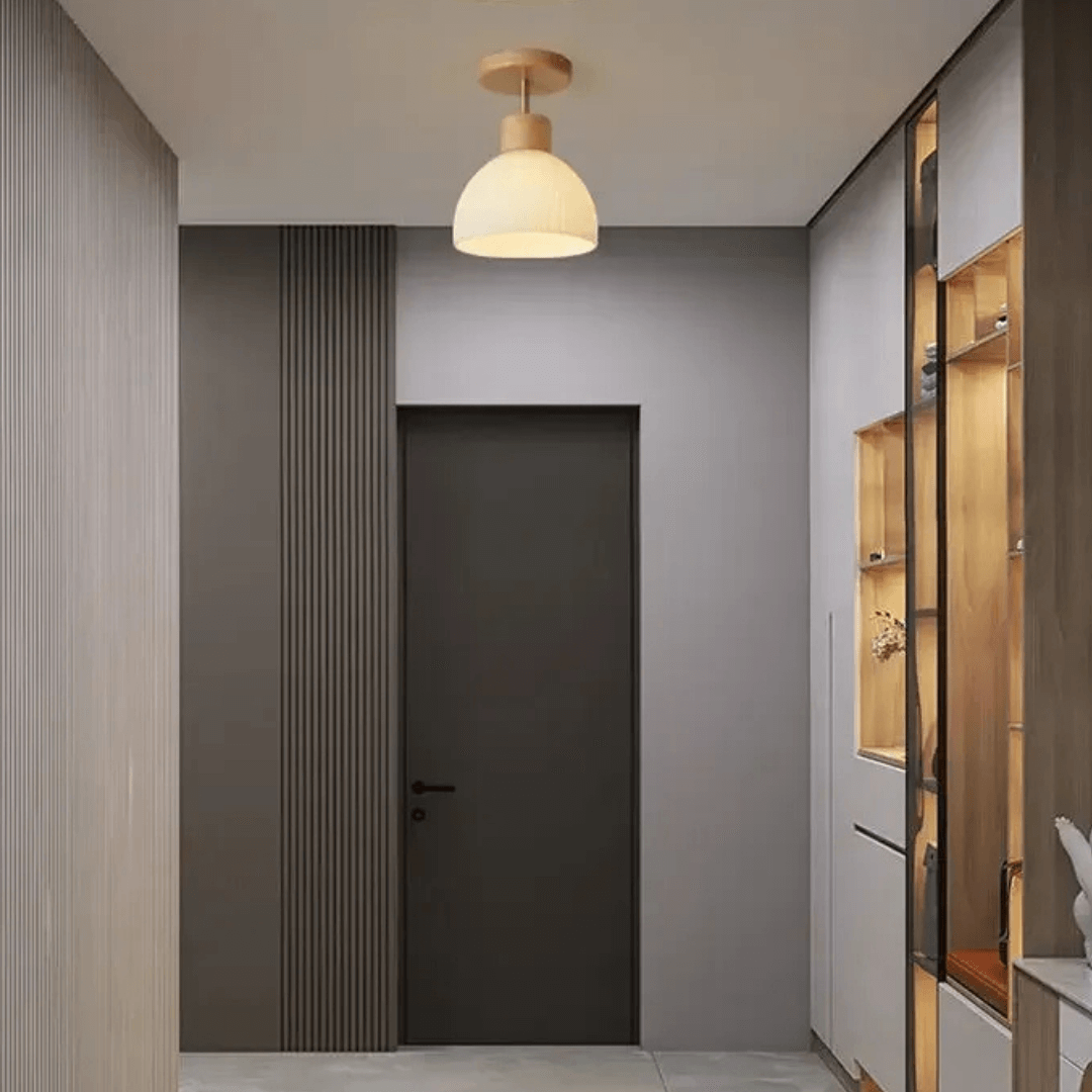 Lustre de Teto Contemporâneo em Vidro Fosco Dourado