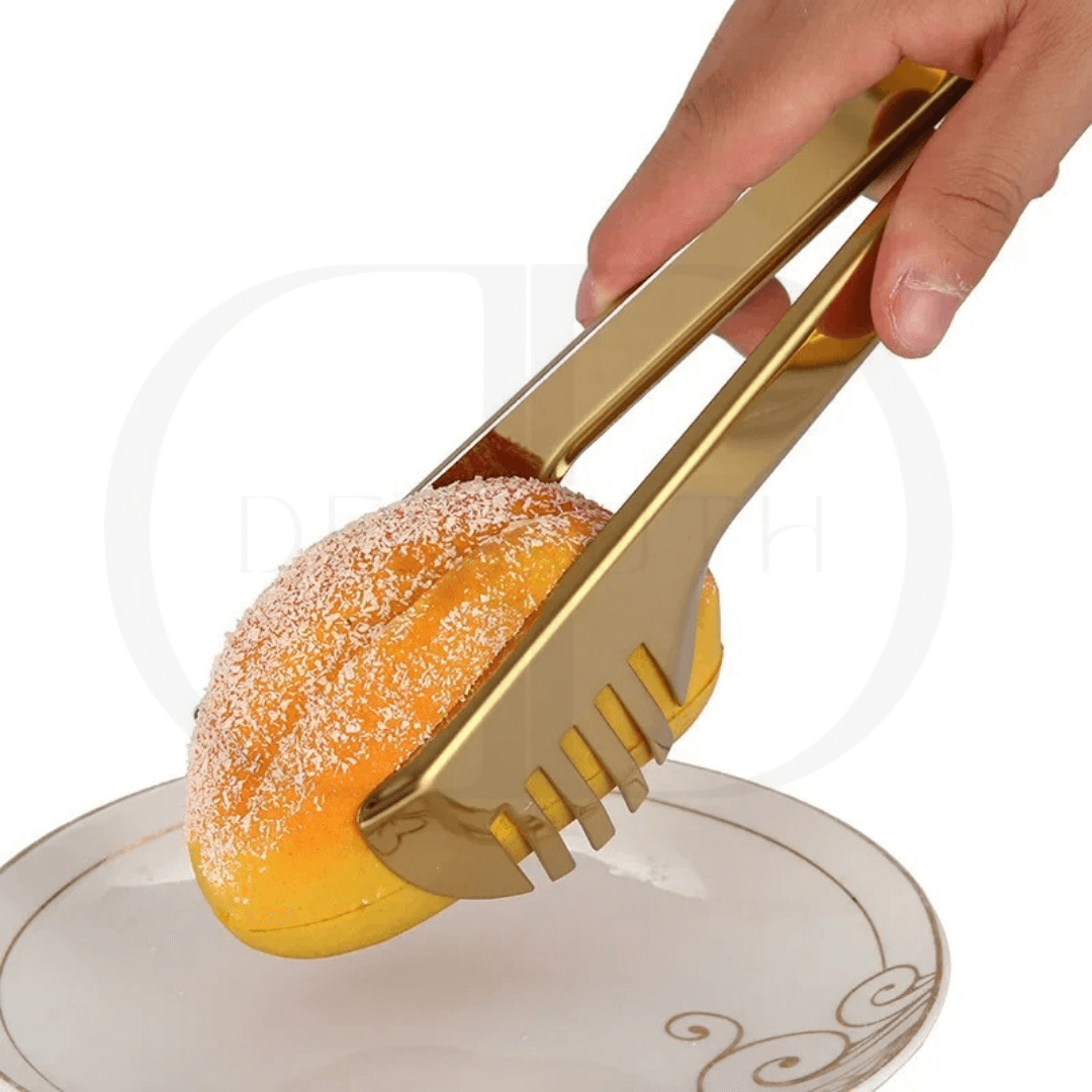 Pegador de Alimentos em Aço Inox Dourado – Elegância e Praticidade na Cozinha