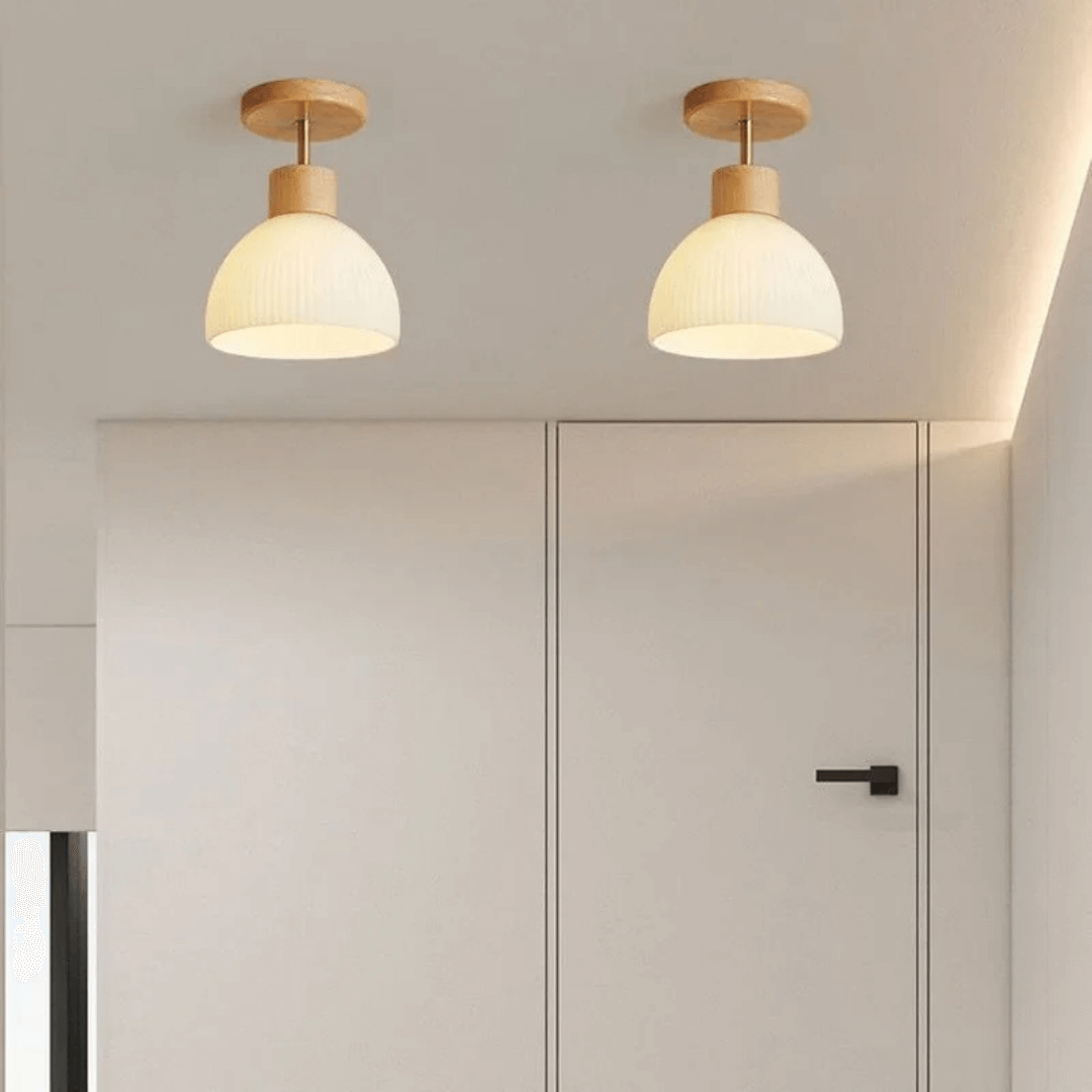 Lustre de Teto Contemporâneo em Vidro Fosco Dourado