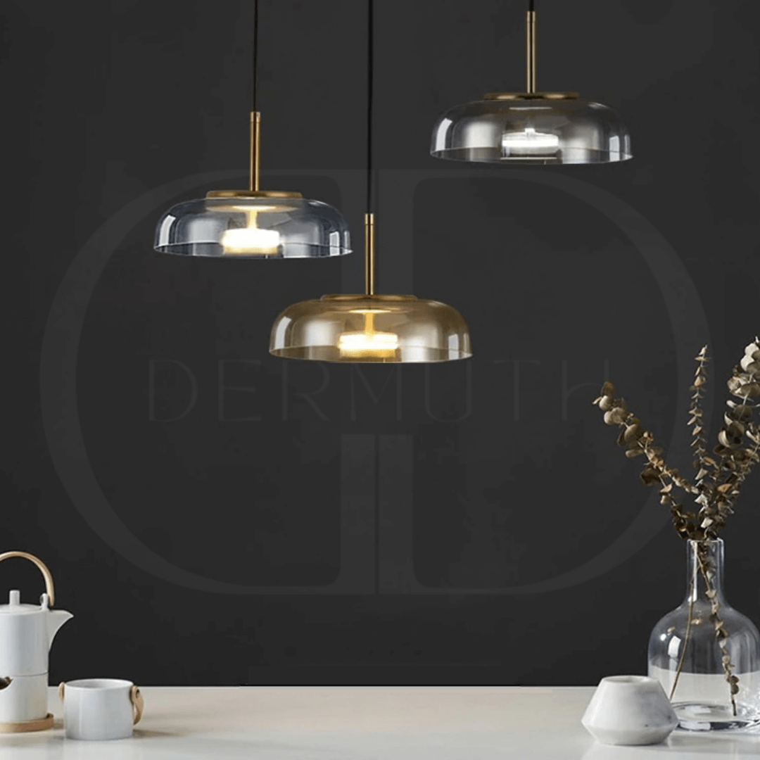 Modern Glass Dome Pendant Light – Elegant Hanging Ceiling Lamp for Kitchen, Dining & Living Room