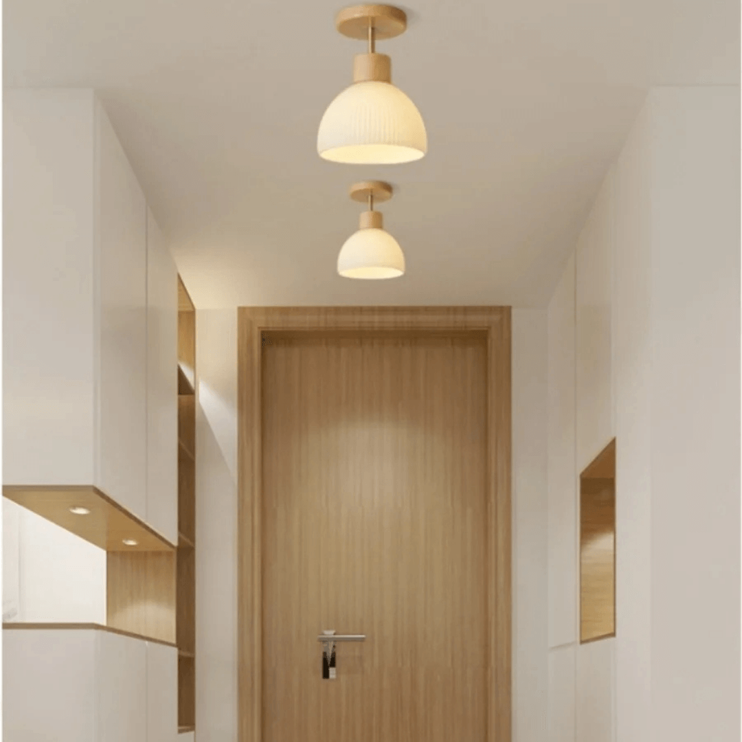 Lustre de Teto Contemporâneo em Vidro Fosco Dourado