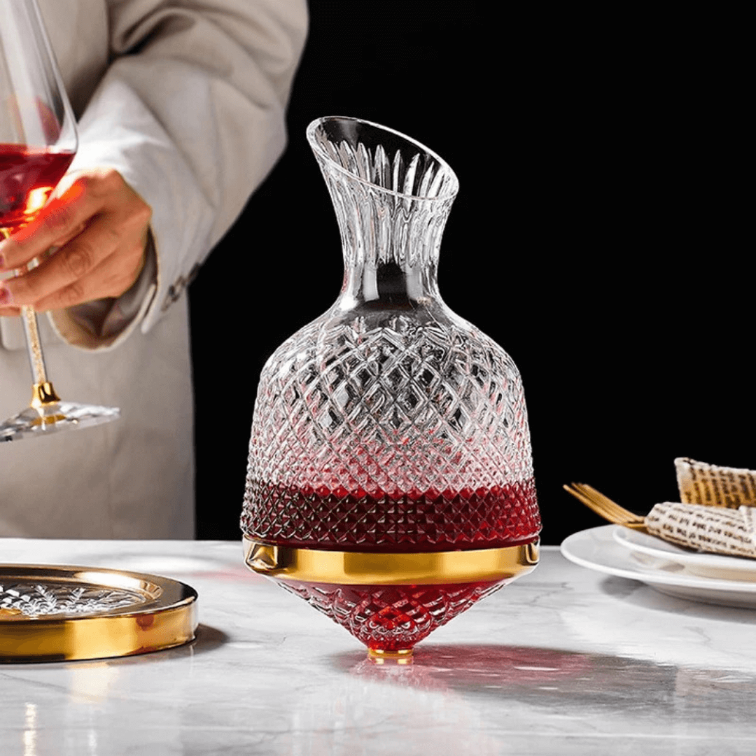 Decantador de Vinho Rotativo 360° em Cristal - Design Elegante