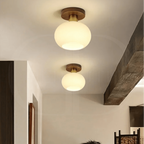 Modern Wooden Pendant Light with Frosted Glass – Minimalist Ceiling Lamp for Living Room, Kitchen & Dining