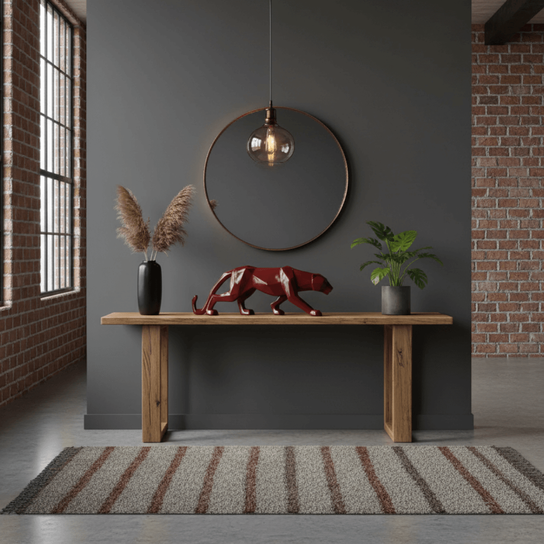 Escultura de Pantera Geométrica em Resina