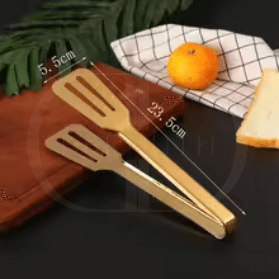 Pegador de Alimentos em Aço Inox Dourado – Elegância e Praticidade na Cozinha