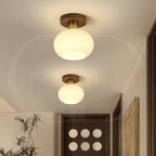 Modern Wooden Pendant Light with Frosted Glass – Minimalist Ceiling Lamp for Living Room, Kitchen & Dining