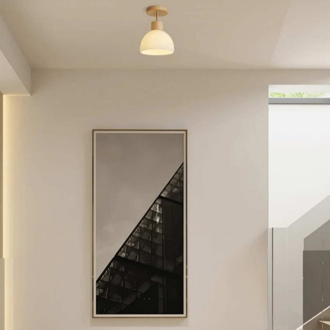 Lustre de Teto Contemporâneo em Vidro Fosco Dourado