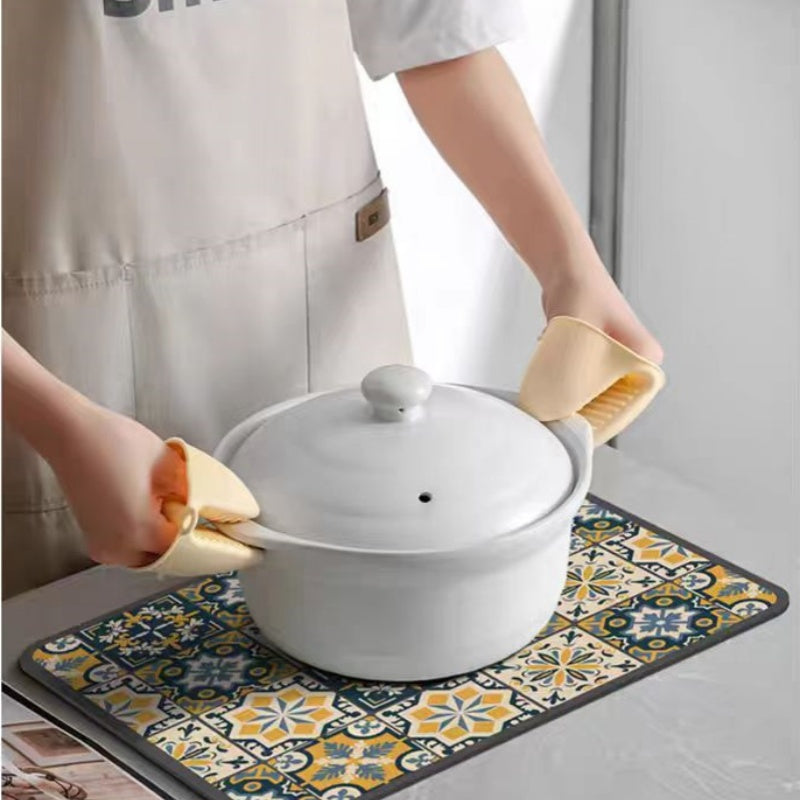 Super Size Retro Quick-Drying Water-Draining Mat for Kitchen Bar Countertops