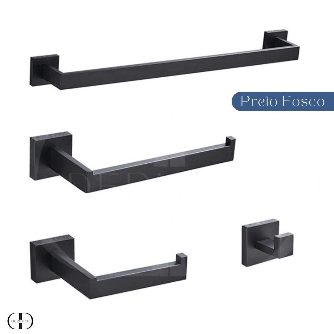 Kit de Acessórios para Banheiro em Aço Inox