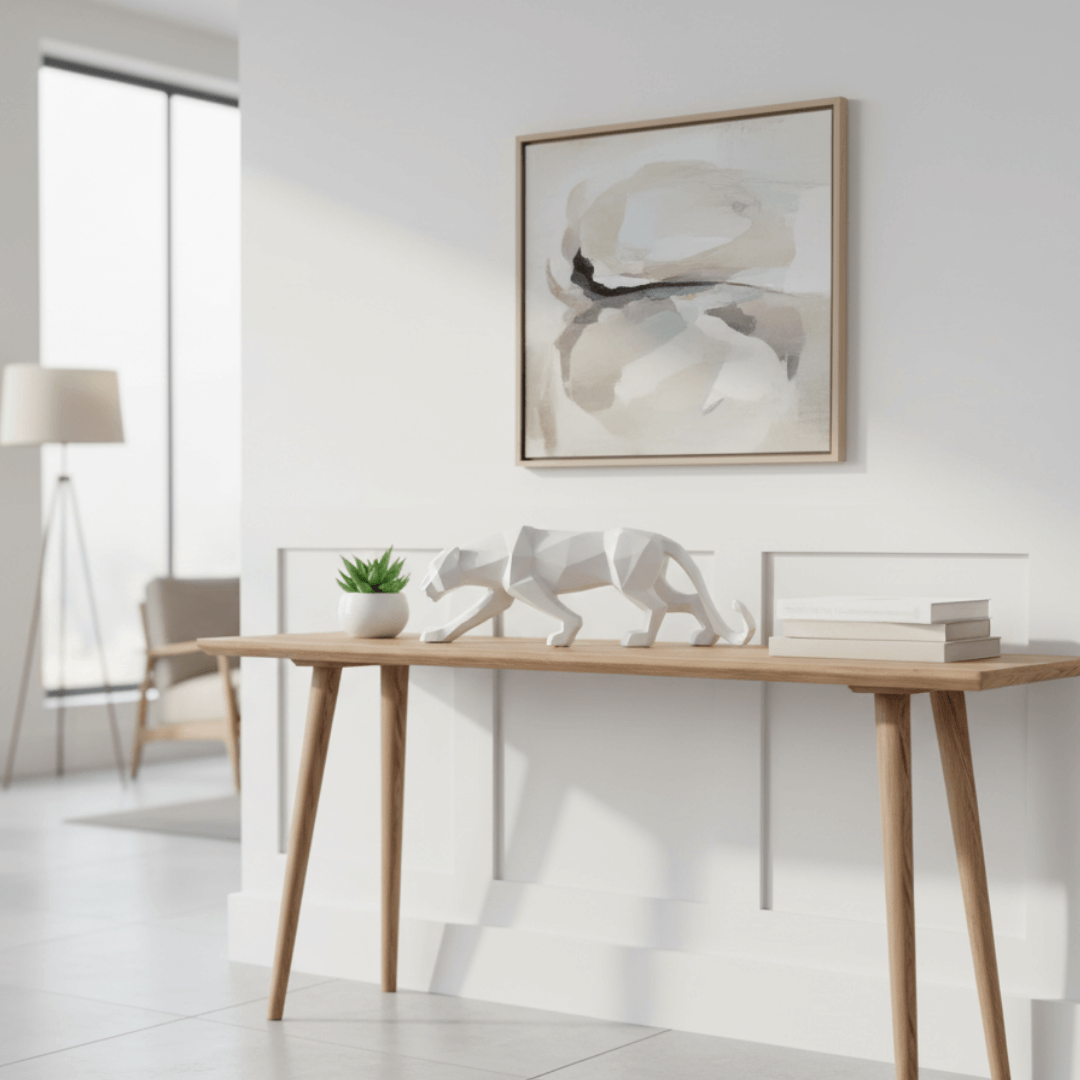 Escultura de Pantera Geométrica em Resina