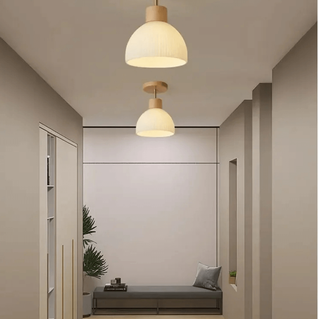 Lustre de Teto Contemporâneo em Vidro Fosco Dourado