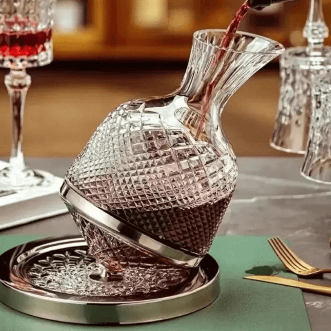 Decantador de Vinho Rotativo 360° em Cristal - Design Elegante