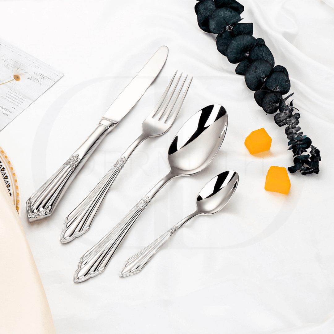 Conjunto de Talheres Luxo Dourado -  Cabo Bordado