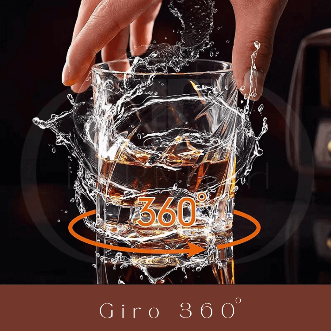 Copos Giratórios de Vidro para Whisky – Design Clássico com Efeito Spinning