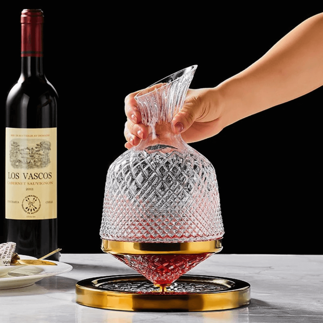 Decantador de Vinho Rotativo 360° em Cristal - Design Elegante