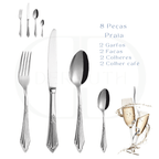 Conjunto de Talheres Luxo Dourado -  Cabo Bordado
