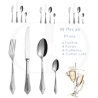 Conjunto de Talheres Luxo Dourado -  Cabo Bordado