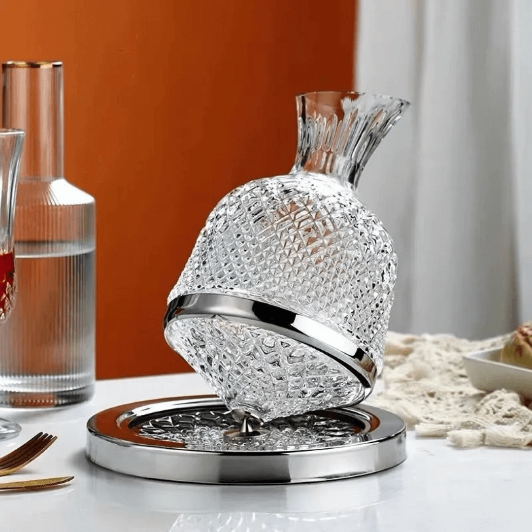 Decantador de Vinho Rotativo 360° em Cristal - Design Elegante