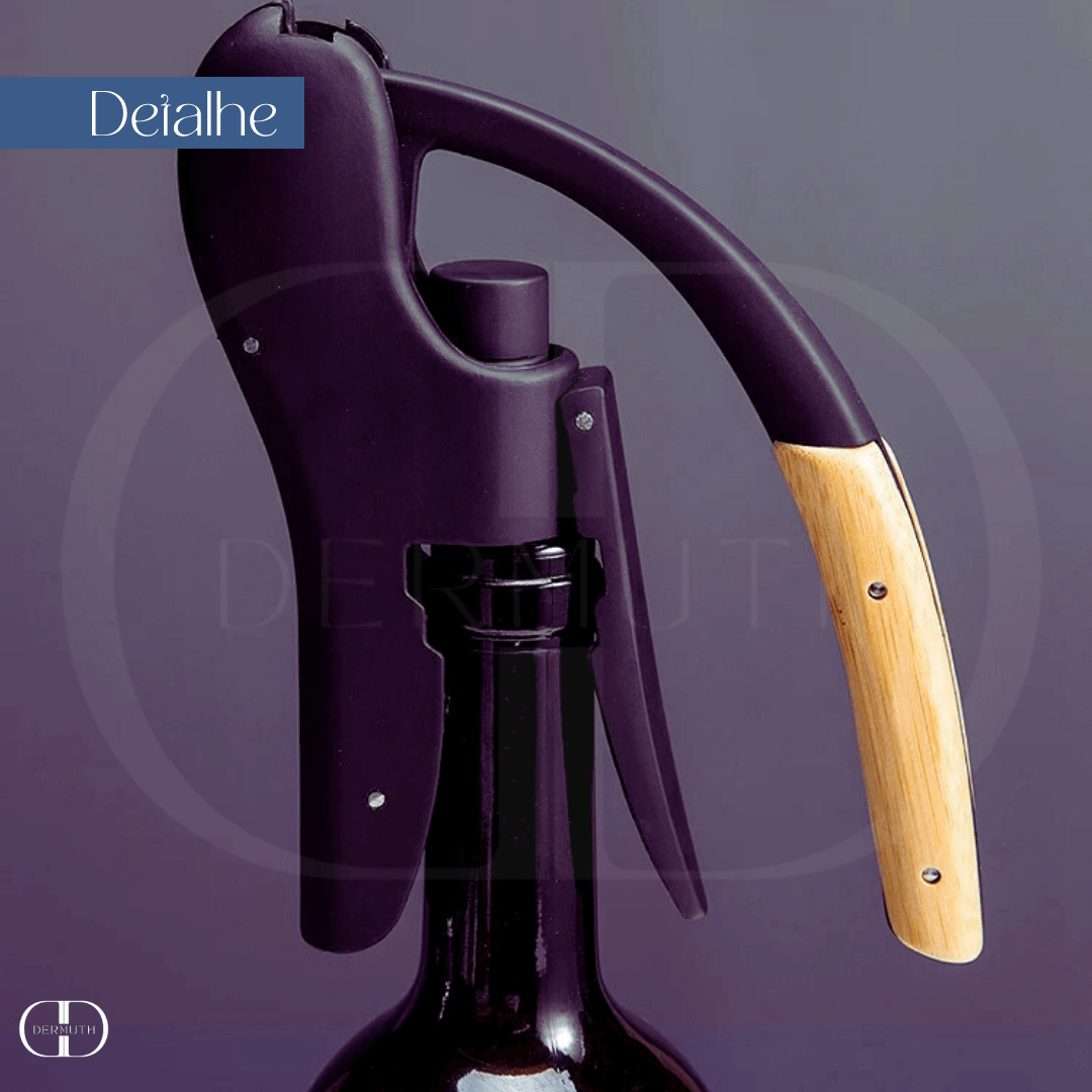 Abridor de Garrafas de Vinho – Formato de Alavanca com Cabo de Madeira