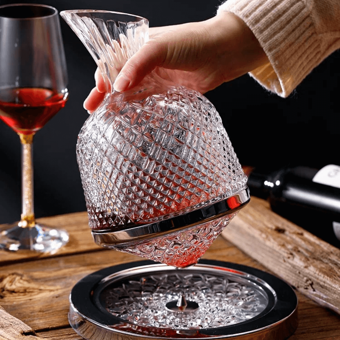 Decantador de Vinho Rotativo 360° em Cristal - Design Elegante