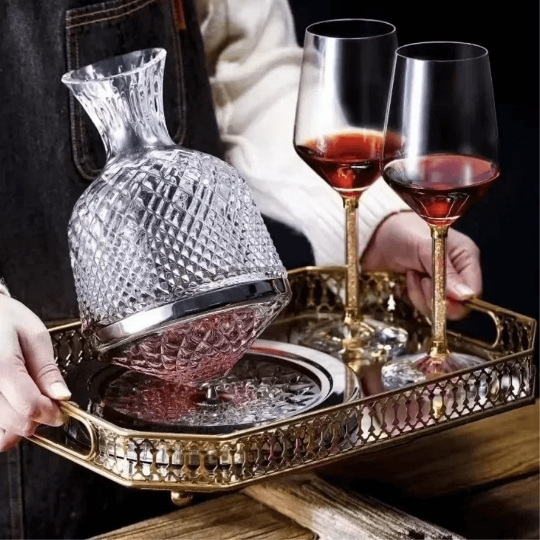 Decantador de Vinho Rotativo 360° em Cristal - Design Elegante