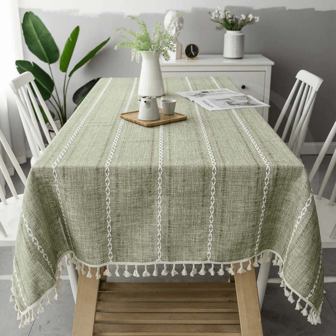 Toalha de Mesa Retangular em Linho de Algodão