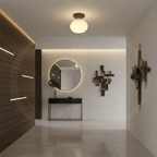 Modern Wooden Pendant Light with Frosted Glass – Minimalist Ceiling Lamp for Living Room, Kitchen & Dining