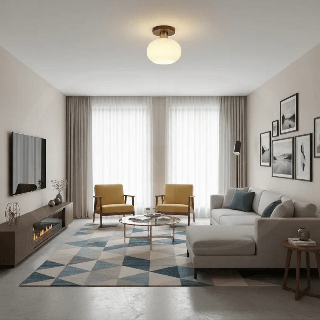 Modern Wooden Pendant Light with Frosted Glass – Minimalist Ceiling Lamp for Living Room, Kitchen & Dining