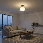 Modern Wooden Pendant Light with Frosted Glass – Minimalist Ceiling Lamp for Living Room, Kitchen & Dining