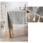 Toalha de Mesa Xadrez 3D com Franja – Estilo e Charme para sua Mesa