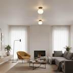 Modern Wooden Pendant Light with Frosted Glass – Minimalist Ceiling Lamp for Living Room, Kitchen & Dining