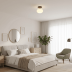 Modern Wooden Pendant Light with Frosted Glass – Minimalist Ceiling Lamp for Living Room, Kitchen & Dining