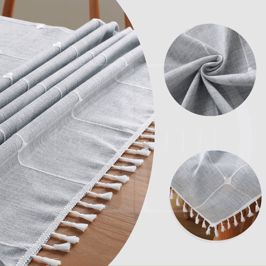 Toalha de Mesa Xadrez 3D com Franja – Estilo e Charme para sua Mesa