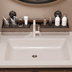 No-Drill Walnut Aluminum Faucet Rack: Hollow Drainage & Heavy-Duty