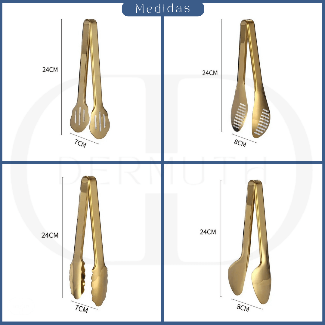 Pegador de Alimentos em Aço Inox Dourado – Elegância e Praticidade na Cozinha