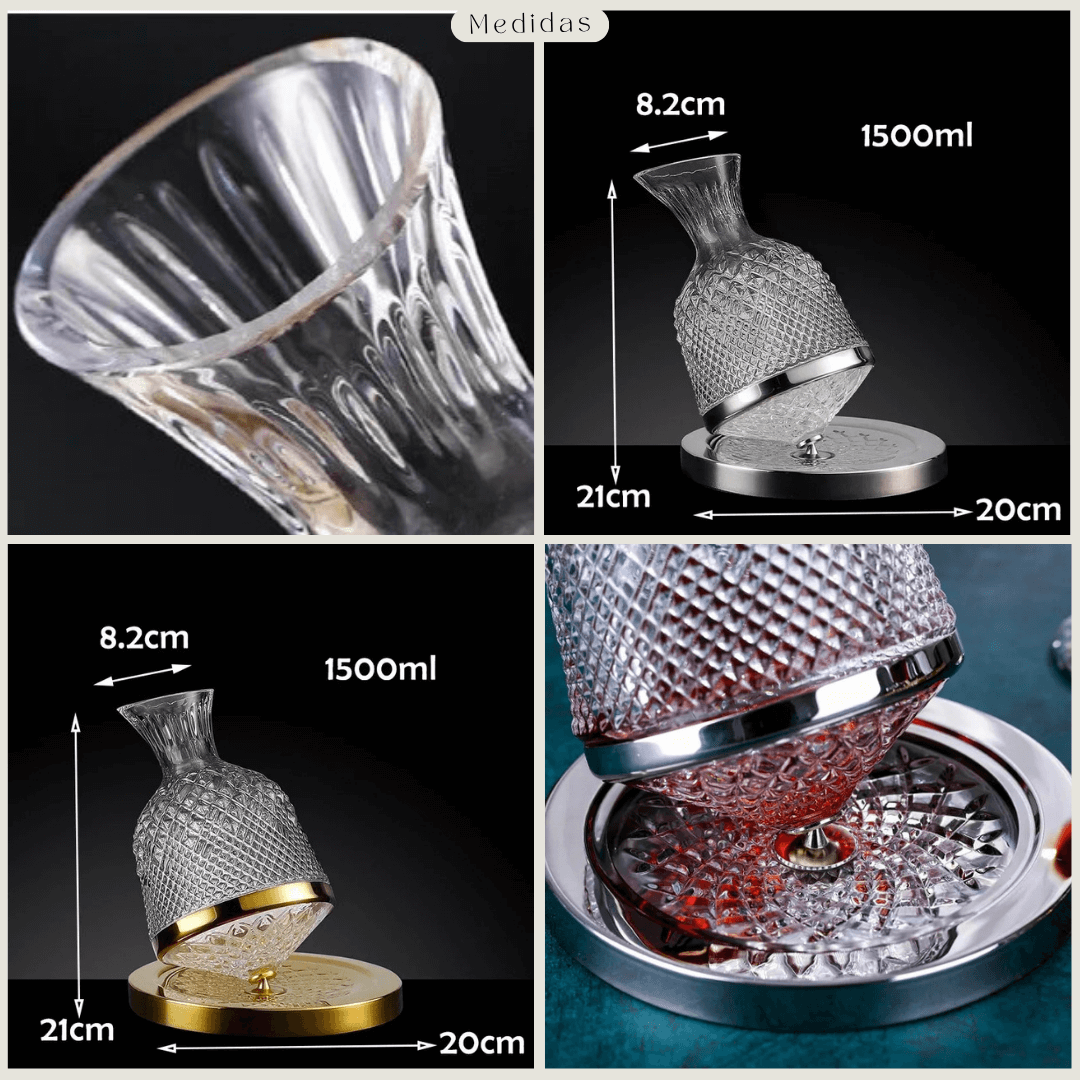 Decantador de Vinho Rotativo 360° em Cristal - Design Elegante