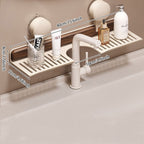 No-Drill Walnut Aluminum Faucet Rack: Hollow Drainage & Heavy-Duty