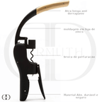 Abridor de Garrafas de Vinho – Formato de Alavanca com Cabo de Madeira