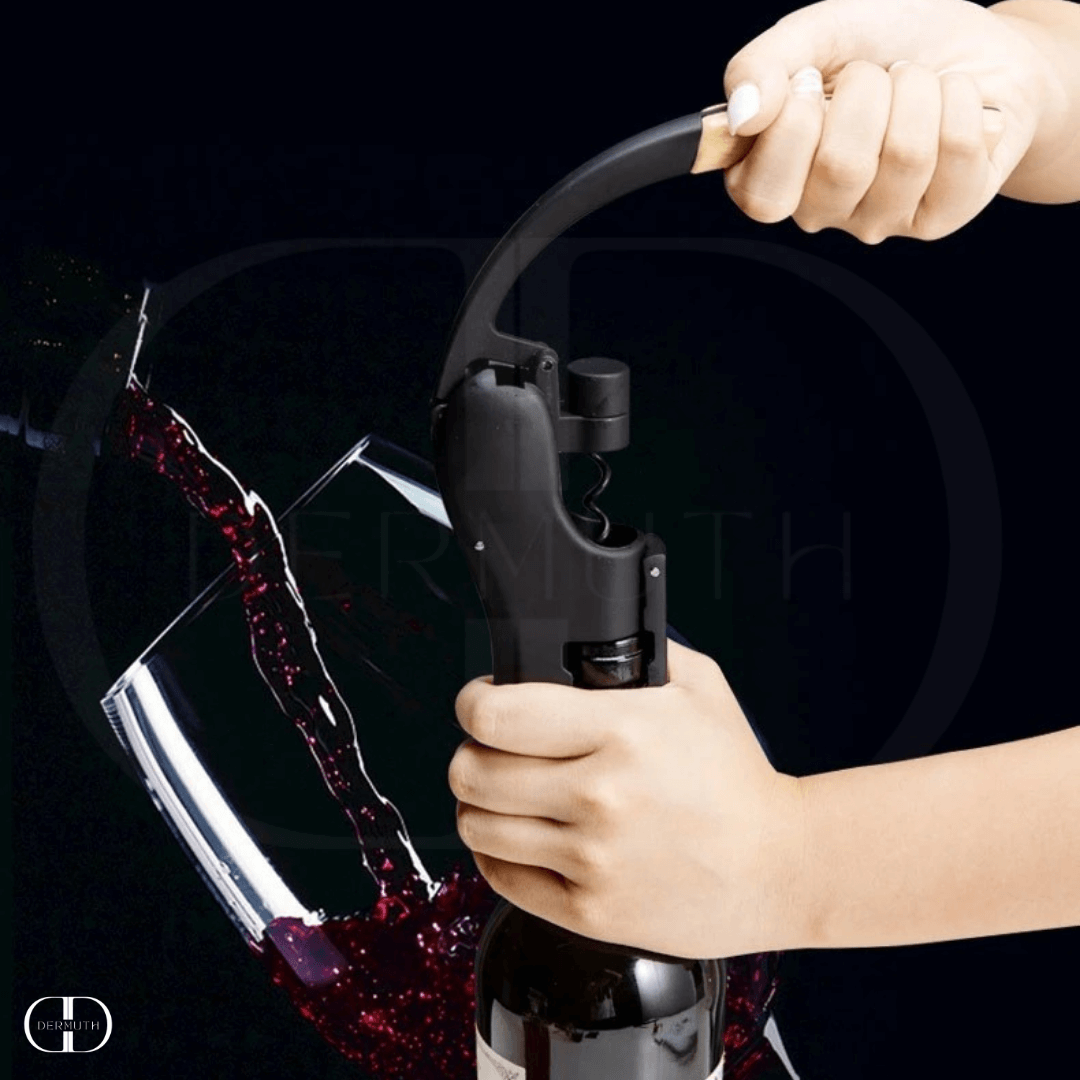 Abridor de Garrafas de Vinho – Formato de Alavanca com Cabo de Madeira