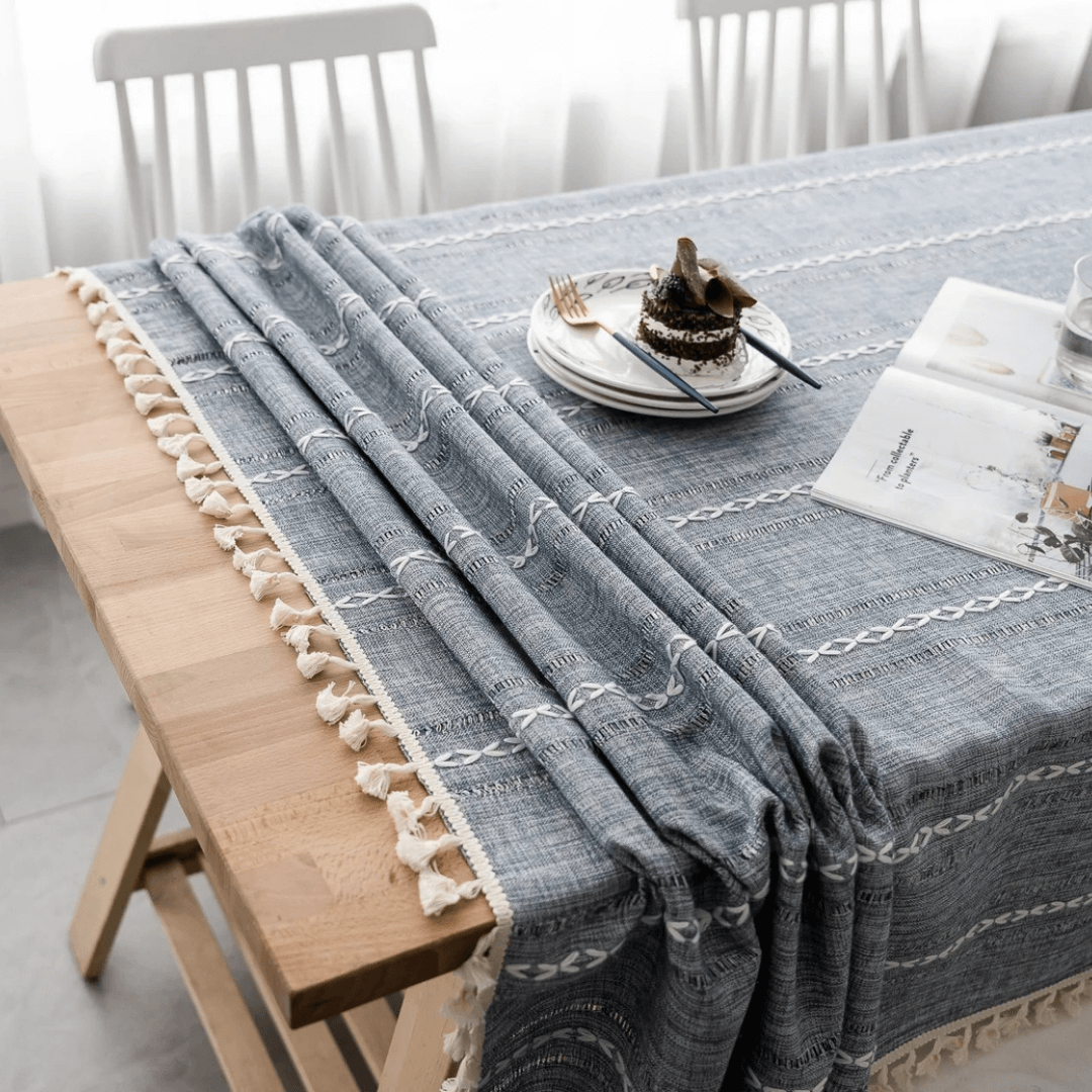 Toalha de Mesa Retangular em Linho de Algodão