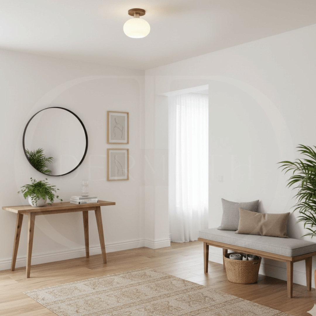 Modern Wooden Pendant Light with Frosted Glass – Minimalist Ceiling Lamp for Living Room, Kitchen & Dining