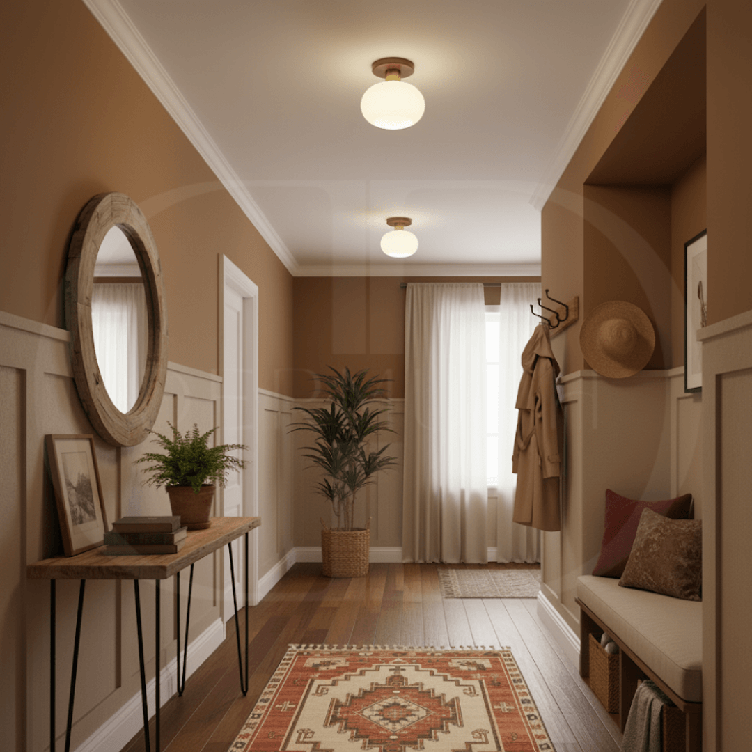 Modern Wooden Pendant Light with Frosted Glass – Minimalist Ceiling Lamp for Living Room, Kitchen & Dining