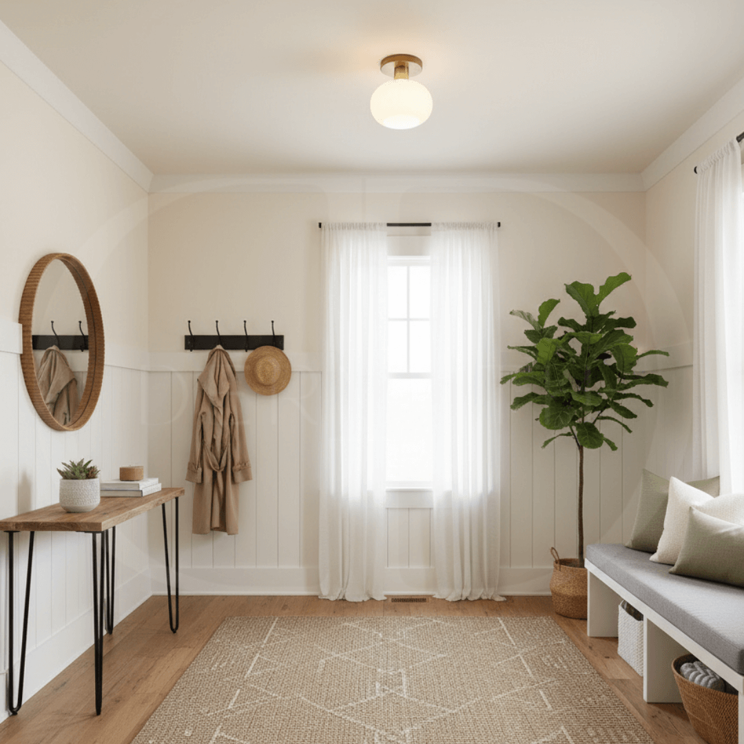 Modern Wooden Pendant Light with Frosted Glass – Minimalist Ceiling Lamp for Living Room, Kitchen & Dining