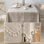 Toalha de Mesa Xadrez 3D com Franja – Estilo e Charme para sua Mesa